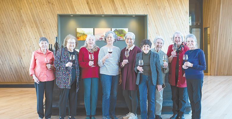 The grand dames of Oregon wine. The women pioneers of Oregon s wine industry. From left: Marilyn Webb, Bethel Heights Vineyard; Marj Vuylsteke, Oak Knoll Winery; Pat Campbell, Elk Cove Vineyards; Julia Wayne, Abbey Ridge Vineyard and Cameron Winery; Susan Sokol Blosser, Sokol Blosser Winery; Penny Durant, Durant Vineyards and Red Ridge Farms; CJ David-Erath, Siskiyou Vineyards; Diana Lett, The Eyrie Vineyards; and Nancy Ponzi, Ponzi Vineyards. ## Photo by Lester Tsai