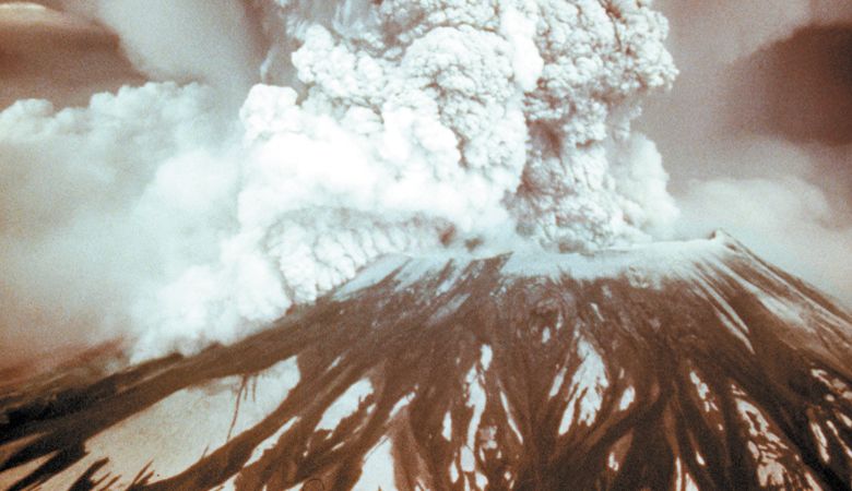 Mount St. Helens erupts in 1980.