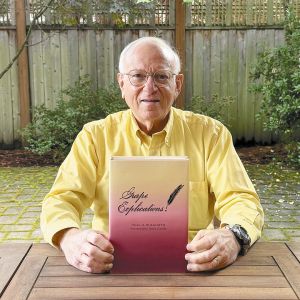 Writer and author Neal D. Hulkower holding his book &ldquo;More Grape Explications.&rdquo; ## Photo by Neal D. Hulkower