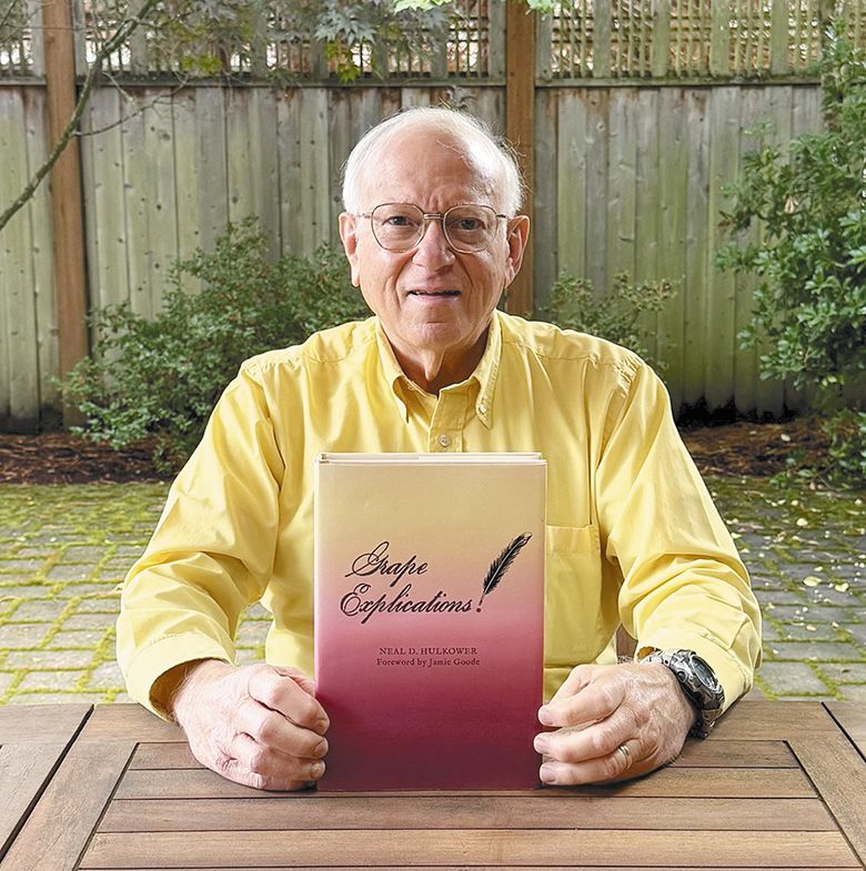 Writer and author Neal D. Hulkower holding his book &ldquo;More Grape Explications.&rdquo; ## Photo by Neal D. Hulkower