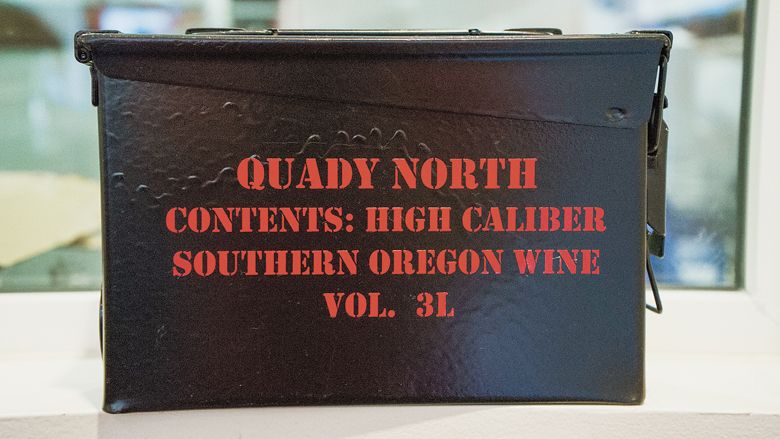Upgrade your  arsenal  of wine. Quady North produces wine-in-a-box that can be loaded into a custom ammo can.##Photo By Neil Ferguson, courtesy of the Oregon Wine Board