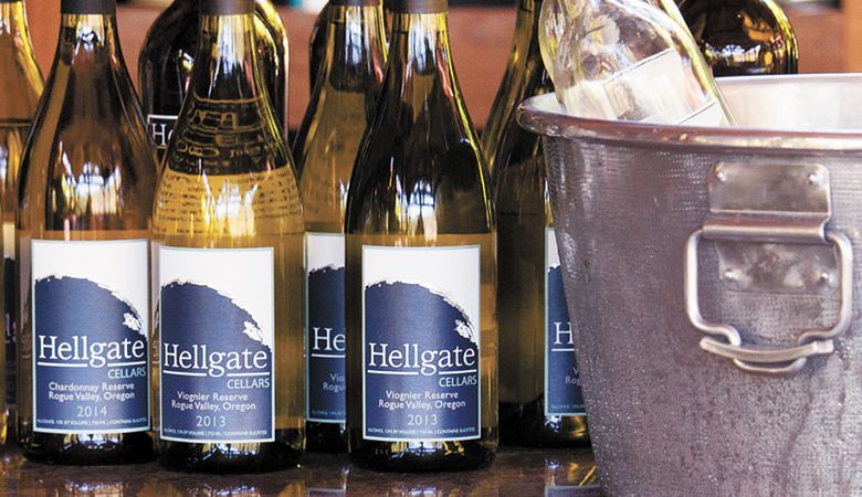 Hellgate Cellars wines at the winery’s Marketplace and Flavor Lab on the Rogue River in Grants Pass. ##Photo provided