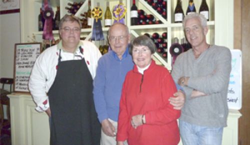 Don Mixon, Russ and Margaret Lyon and Bret Gilmore at the Artisan Tasting Room for a Depression Session dinner.