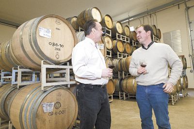 David Bergen, of Tina s Restaurant, and Russel Gladhart, of Winter s Hill, discuss land-use issues at Gladhart s winery. Both were selected to be part of an expert panel. Photo by Marcus Larson, News-Register. David Bergen, of Tina s Restaurant, and Russel Gladhart, of Winter s Hill, discuss land-use issues at Gladhart s winery. Both were selected to be part of an expert panel. Photo by Marcus Larson, News-Register.
