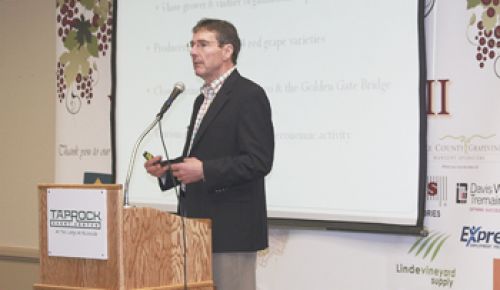 Speaker Nick Frey talks about the success of
Sonoma County wine at the 2010 Southern Oregon Cluster Conference. Photo provided.