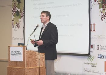 Speaker Nick Frey talks about the success of
Sonoma County wine at the 2010 Southern Oregon Cluster Conference. Photo provided.