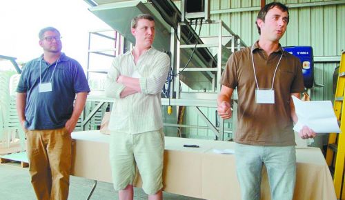 The discussion on white wines was led by (from left) Don Crank, of Willamette Valley Vineyards, Ben Casteel, of Bethel Heights, and Ian Burch, of Evening Land Vineyards’ Seven Springs Estate. ##Photo by Jade Helm