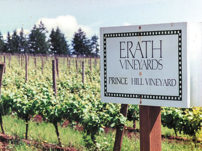 Photo of signage at Erath Vineyards’ Prince Hill Vineyard.##Image courtesy of Erath Winery and Dick Erath