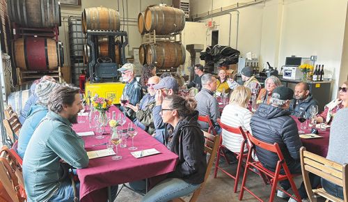 Portland urban winery Oak Flat Vineyards hosts regular tastings, including a vertical of Mourv&egrave;dre wine from several vintages. ## Photo by Annelise Kelly