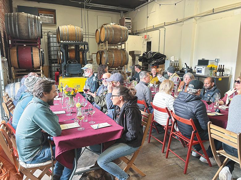 Portland urban winery Oak Flat Vineyards hosts regular tastings, including a vertical of Mourv&egrave;dre wine from several vintages. ## Photo by Annelise Kelly