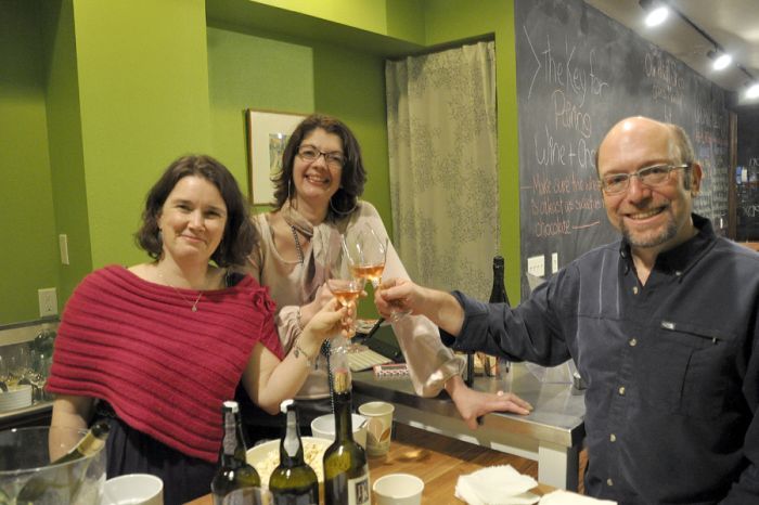 Pairings Portland owners Jeffrey Weissler (right) and Megan Wilkerson (left) toast the new wine shop with friend Beverly McKenzie, a fellow wine aficionado. Pairings Portland owners Jeffrey Weissler (right) and Megan Wilkerson (left) toast the new wine shop with friend Beverly McKenzie, a fellow wine aficionado.
