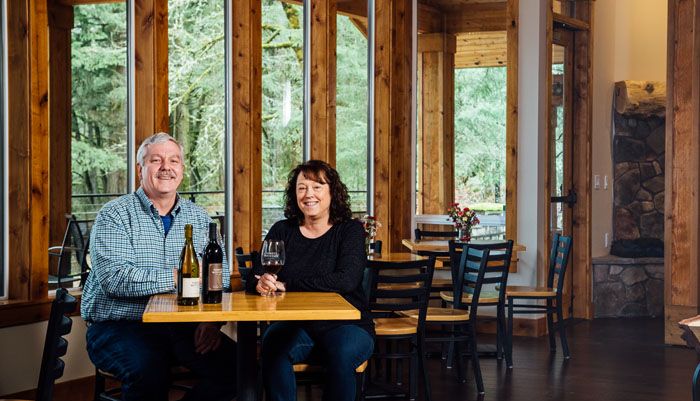 Parrett Mountain Cellars owners Marlene and Dennis Grant. ##Photo by Kathryn Elsesser