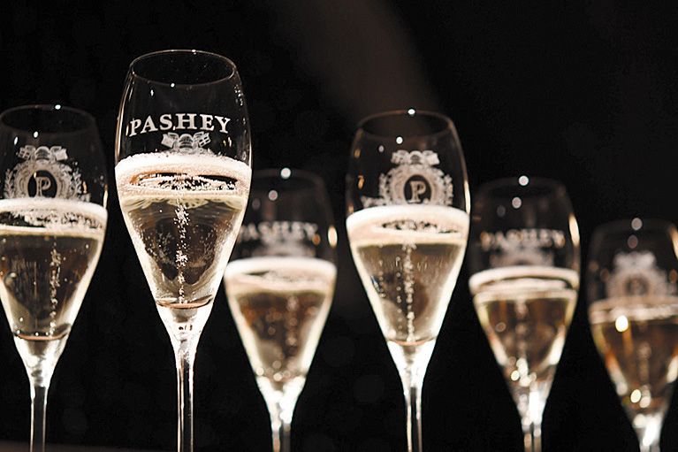 Glasses of Pashey méthode champenoise sparkling wine glisten in the light. ## Photo provided by Frey Family Wines