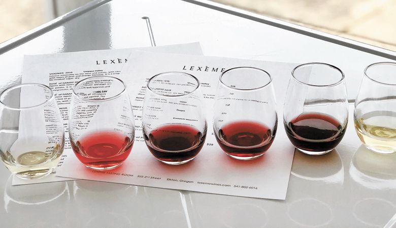 Lexeme Wines in beautiful Elkton offers flights of wine instead of single-pour tastings at the bar. ##Photo provided