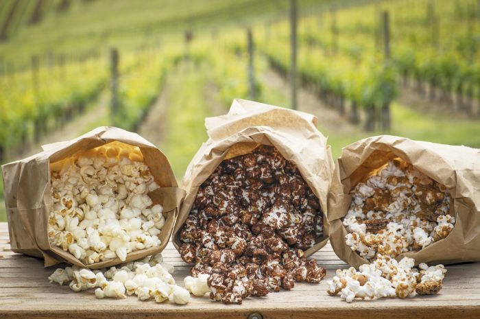 (From left) Duck Fat and Truffle Salt, Dark Chocolate and Sea Salt, and Cinnamon Bun. Photo by Andrea Johnson/Location: Carlton Hill Vineyard.