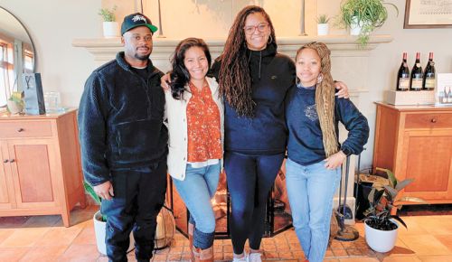 Our Legacy Harvested 2022 interns at the end of their internships, standing with the nonprofit’s founder. From left: Denzel Green, Marcela Alcantar-Marshall, Tiquette Bramlett and Raven Blake. (Intern Dr. Kimberley Dockery is not pictured in the photo.) ##Photo by Patty Mamula