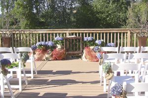 Weddings at Pyrenees often take place on the 150 foot deck that straddles the Umpqua River.