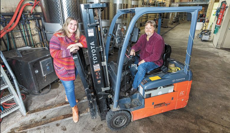 Project M Wines owners Meg and Jerry Murray at their production home, The Carlton Winemakers Studio.  ##Photo by Marcus Larson