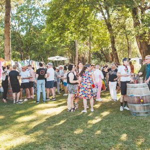 The crowd at this summer s Queer Wine Fest. The event raises money for Wine Country Pride, a Yamhill County-based nonprofit serving the queer and allied communities. ## Photo by Foundry 503