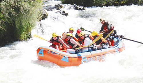 A group of rafters on the &ldquo;dip&rdquo; part of the adventure. ## Photo credit: Jade Bansen with Rogue Rafting Company