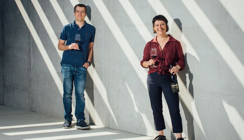 Valdemar Estates owner (left) Jesús Martinez Bujanda and winemaker Marie-Eve Gilla in The Rocks District of Milton-Freewater. ##Photo by Kathryn Elsesser