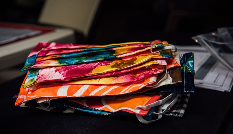 Masks for those who attend the mobile clinic at Willakenzie Estate outside Yamhill. ##Photo by Kathryn Elsesser