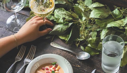Grilled Peach and Pinot Gris Summer Soup ## Photo by Carter Hiyama