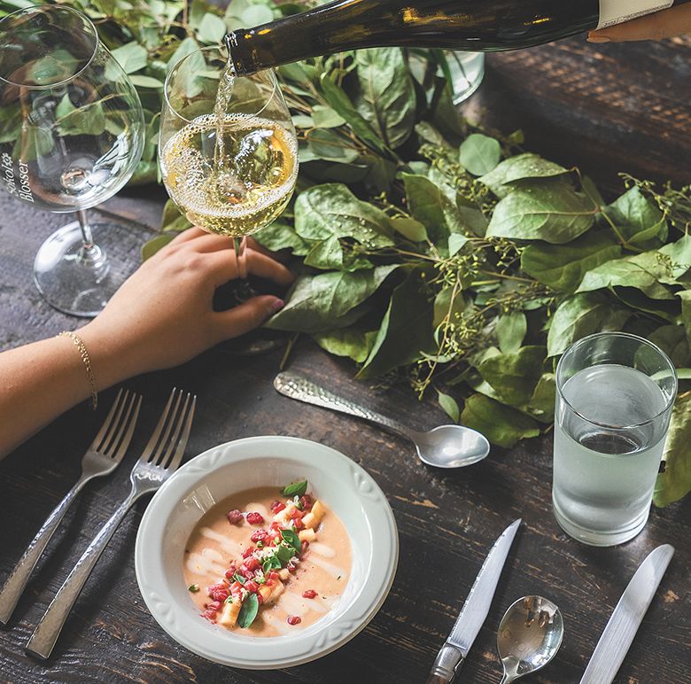 Grilled Peach and Pinot Gris Summer Soup ## Photo by Carter Hiyama