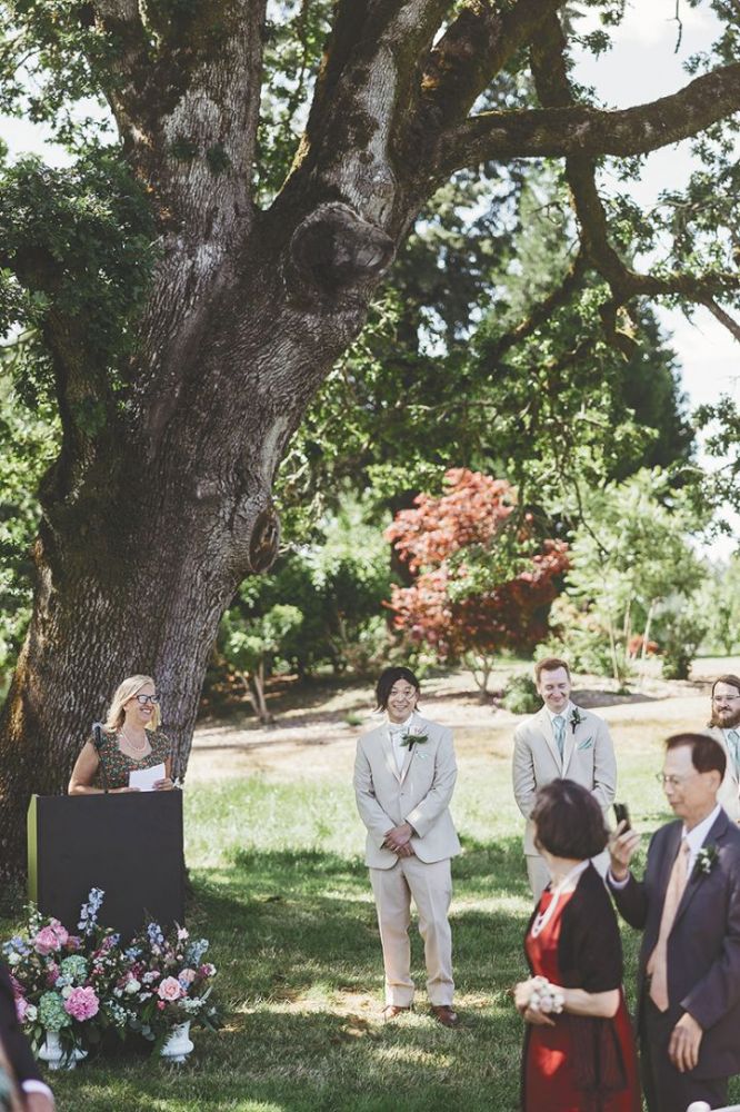 Sarah Murdoch (left) performing the wedding ceremony for Eric and Heather Lee. ## Photo provided by Sarah Murdoch