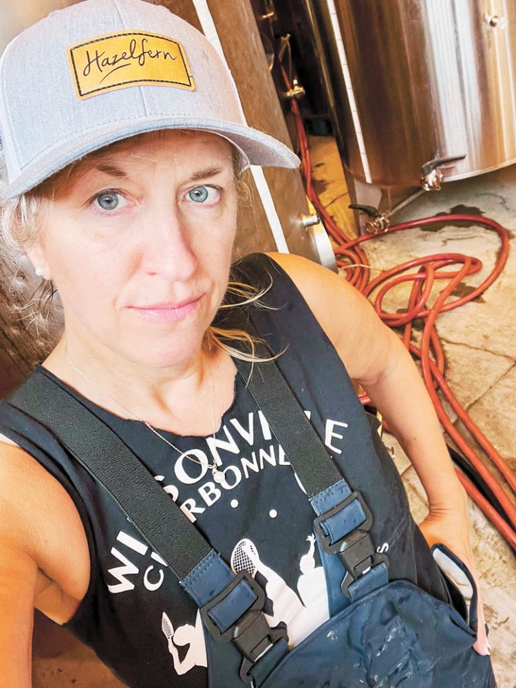 Sarah Murdoch on Sept. 22, the first day of the 2022 Hazelfern Cellars harvest.##Photo by Sarah Murdoch Sarah Murdoch on Sept. 22, the first day of the 2022 Hazelfern Cellars harvest.##Photo by Sarah Murdoch