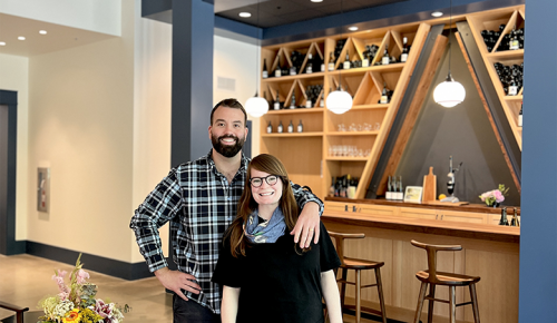Satyr Fire owners Paul Johnson (left) and Barbara Rose Romaine standing in their Dayton tasting room. ## Photo provided by Satyr Fire