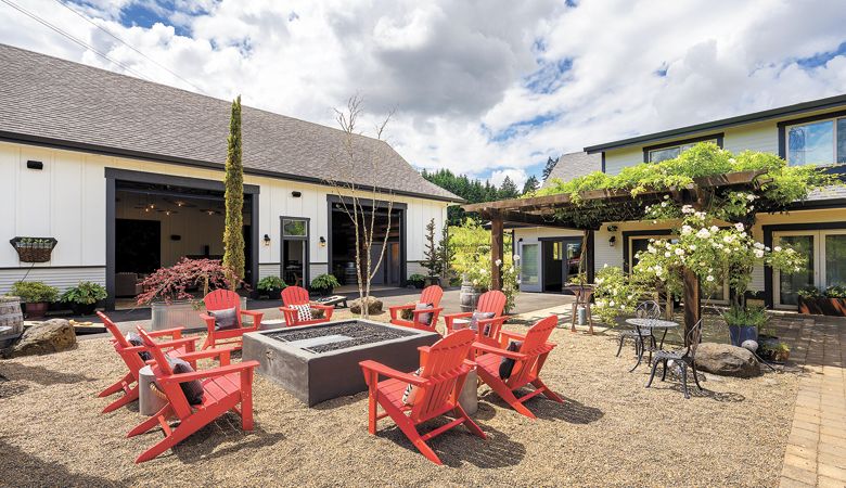 A fire pit and bocce court make for fun in the Willamette Valley sun at The Setting Inn. ##Photo provided