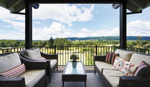 An outdoor living room awaits guests at The Setting Inn in Newberg. ##Photo provided