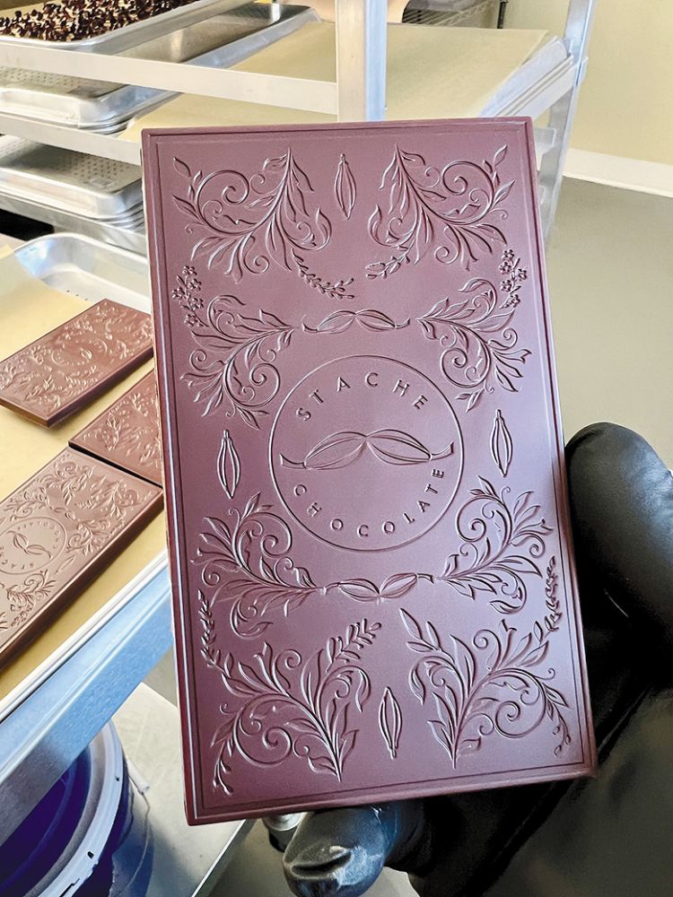A bar of locally-made Stache Chocolate. ## Photo provided by Stache Chocolates