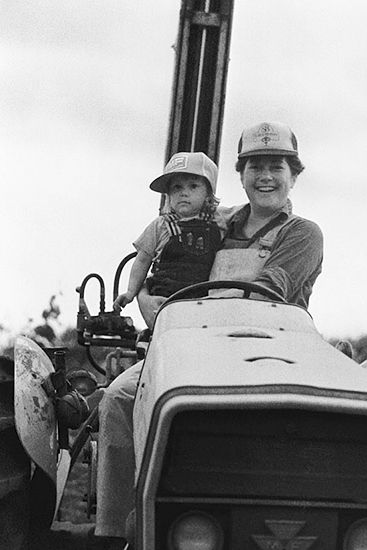 TOP LEFT: Susan Sokol Blosser sits with daughter, Alison, on a tractor in the Sokol Blosser vineyard. Photo taken in 1981. ## Photo courtesy of Sokol Blosser Winery and Susan Sokol Blosser TOP LEFT: Susan Sokol Blosser sits with daughter, Alison, on a tractor in the Sokol Blosser vineyard. Photo taken in 1981. ## Photo courtesy of Sokol Blosser Winery and Susan Sokol Blosser