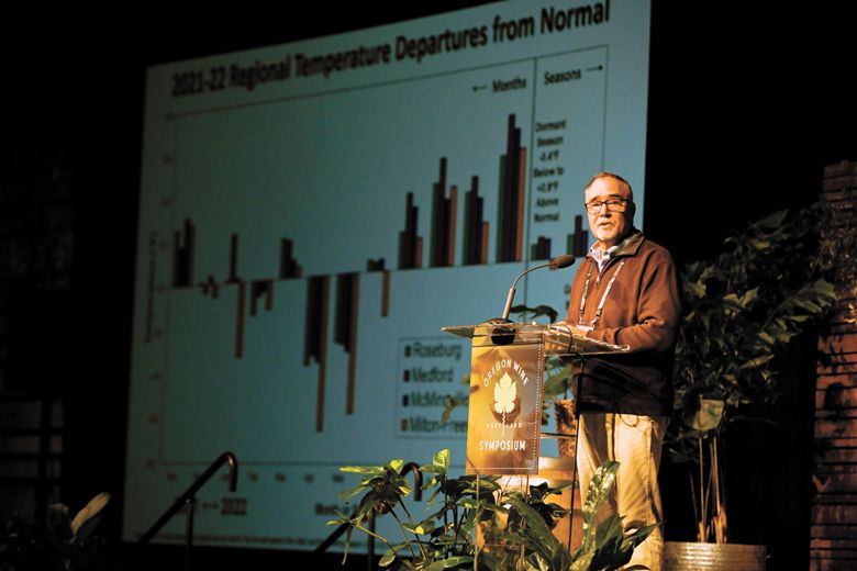 Dr. Greg Jones, esteemed wine climatologist, presenting his annual climatology report. ##Photo by Carolyn Wells-Kramer