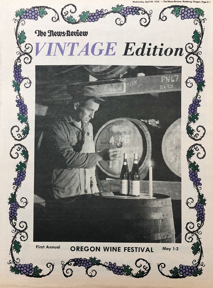 Newspaper clippings from The News-Review, a Roseburg paper promoting the state s nascent wine industry and the first annual Oregon Wine Festival, taking place May 1-2, 1970. ## Image provided by Umpqua Valley Winegrowers Association