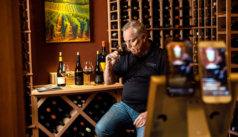 Utopia Vineyard owner Dan Warnshuis connects with eager customers online via social media sites Facebook and Instagram from his Newberg winery.
 ##Photo by  Kathryn Elsesser