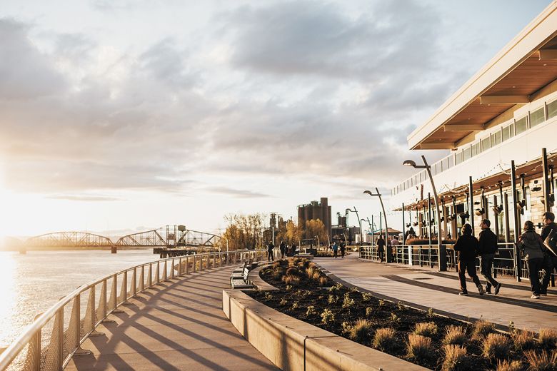 Vancouver’s many waterfront visitors enjoy fine wines and food, along with views of the mighty Columbia River.##Photo provided by MaryhIll Winery