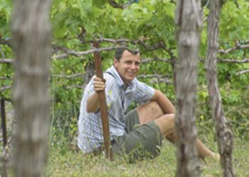 Brian Jordaan takes a rest at
Eliana Vineyard in Medford.