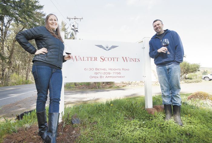Erica Landon and Ken Pahlow began their wine journey years before meeting, marrying and making wine under the Walter Scott label. Photo by Marcus Larson. Erica Landon and Ken Pahlow began their wine journey years before meeting, marrying and making wine under the Walter Scott label. Photo by Marcus Larson.