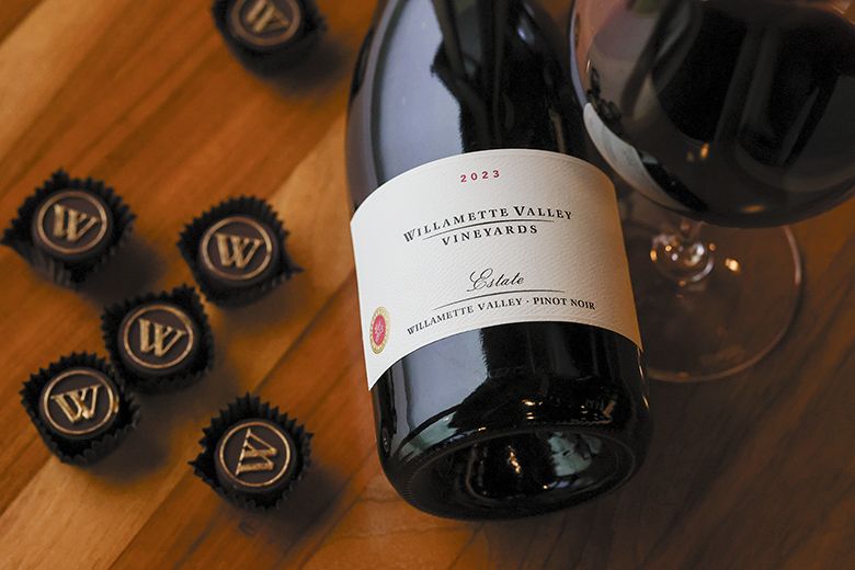 Whimsy Chocolates  meltaways paired with Willamette Valley Vineyards  Pinot Noir. ## Photo provided by Willamette Valley Vineyards