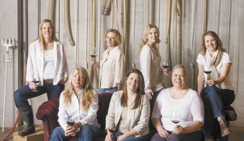 From left: (front) Linda Donovan, Luisa Ponzi, Amy Wesselman, (back) Anna Matzinger, Isabelle Dutartre, Kelley Fox, Lynn Penner-Ash. The seven winemakers gather at Penner-Ash Wine Cellars near Newberg for a glass of wine and a fun photo shoot. From left: (front) Linda Donovan, Luisa Ponzi, Amy Wesselman, (back) Anna Matzinger, Isabelle Dutartre, Kelley Fox, Lynn Penner-Ash. The seven winemakers gather at Penner-Ash Wine Cellars near Newberg for a glass of wine and a fun photo shoot.