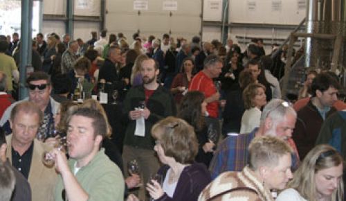 Guests fill Anne Amie Vineyards  production area during the Yamhill-Carlton District tasting.