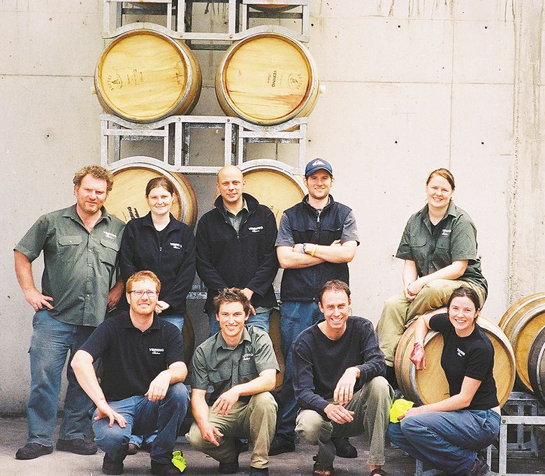 Australia s Yering Station 2005 harvest crew. Andrew Davis is second from right in the front row. ## Photo provided by The Radiant Sparkling Wine Company