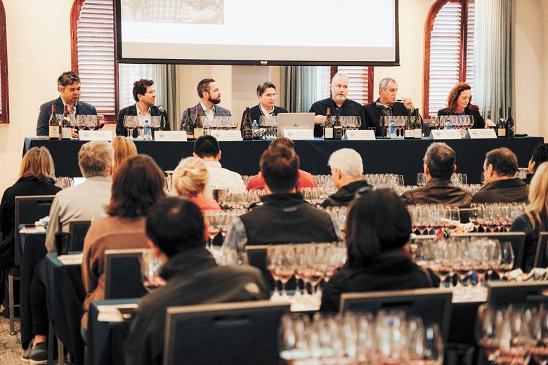 The Blurring Boundaries session included Oregon wine panelists: Guillaume Large, winemaker at Résonance Vineyard; Ian Burch, winemaker at Archery Summit; and Jay Boberg, founder of Nicolas-Jay.##Photo provided by World of Pinot Noir