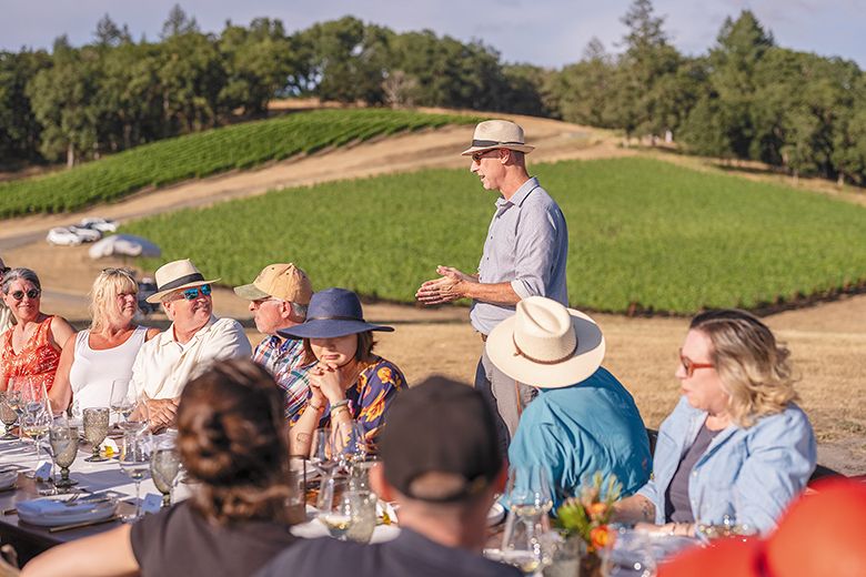 Andrew Davis at an event held at Windfall Vineyard in the Eola-Amity Hills growing region. ## Photo by Lester Tsai