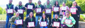 AHIVOY’s 2025 cohort graduates; back row, from left: Armando Hernandez, Marco Fabian Mendez, David Valencia Ibes, Sergio Loeza, Jorge Loeza, Roselia Perez Ambriz, Inocencia Bravo, Erika Angeles; front row, from left: Mario Ramirez, Filiberta Andrade, Isabel Cruz Ferrer, Mauricio Soriano Sanchez, and Raymundo Madrigal. ## Photo by Sydney Jones