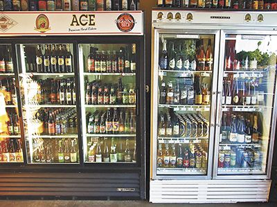 Bushwacker Cider (1212-D S.E. Powell Blvd., Portland), America s sole urban cider-only pub, offers seven ciders on draft and 120-plus ciders in bottle, including the selections pictured below.