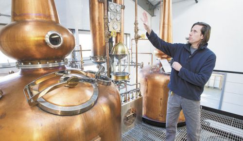 Stephen Day explains the step-by-step process of making whiskey in his Dayton-based distillery, Branch Point, slated to open in 2018. ##Photo by Marcus Larson